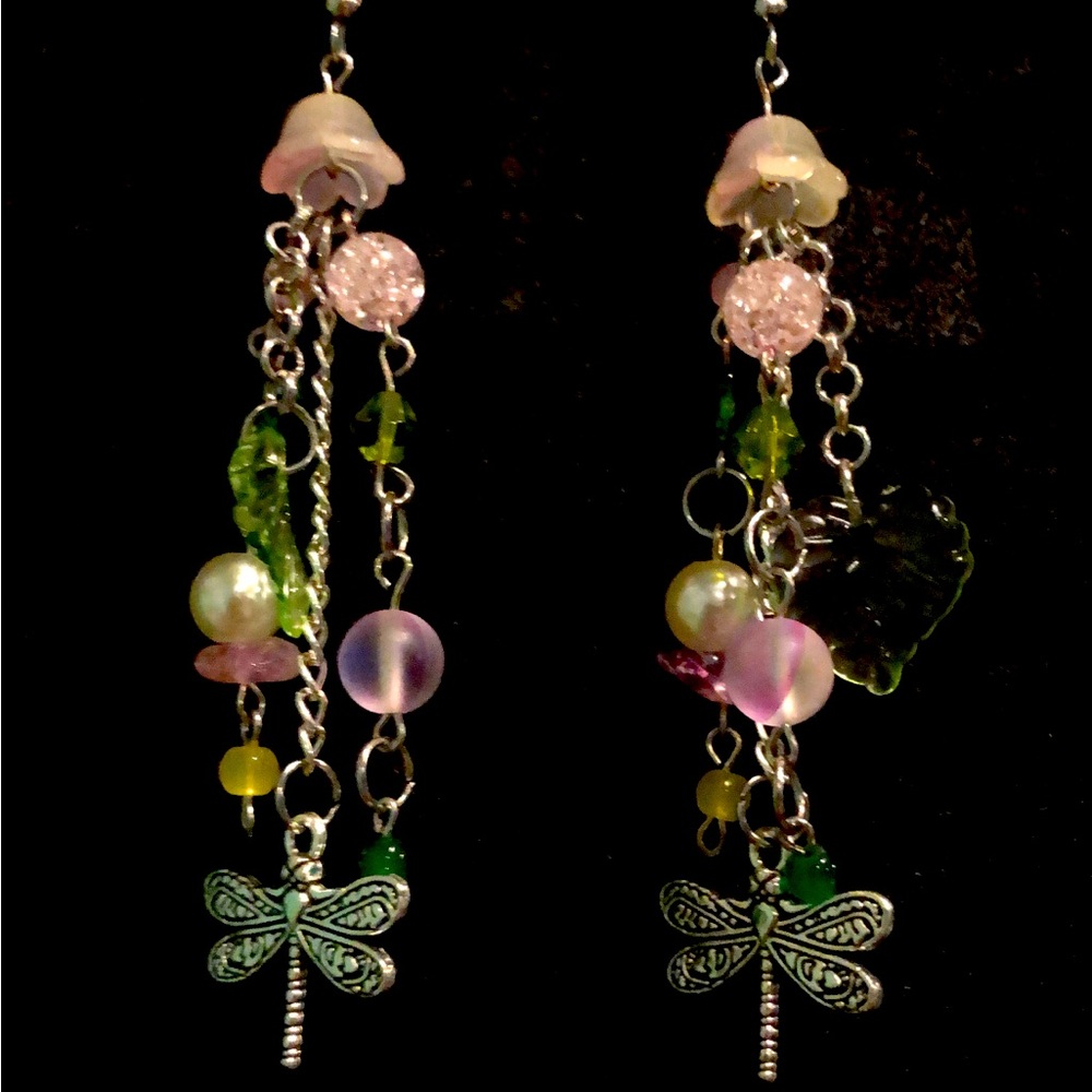 floral dragonfly earrings